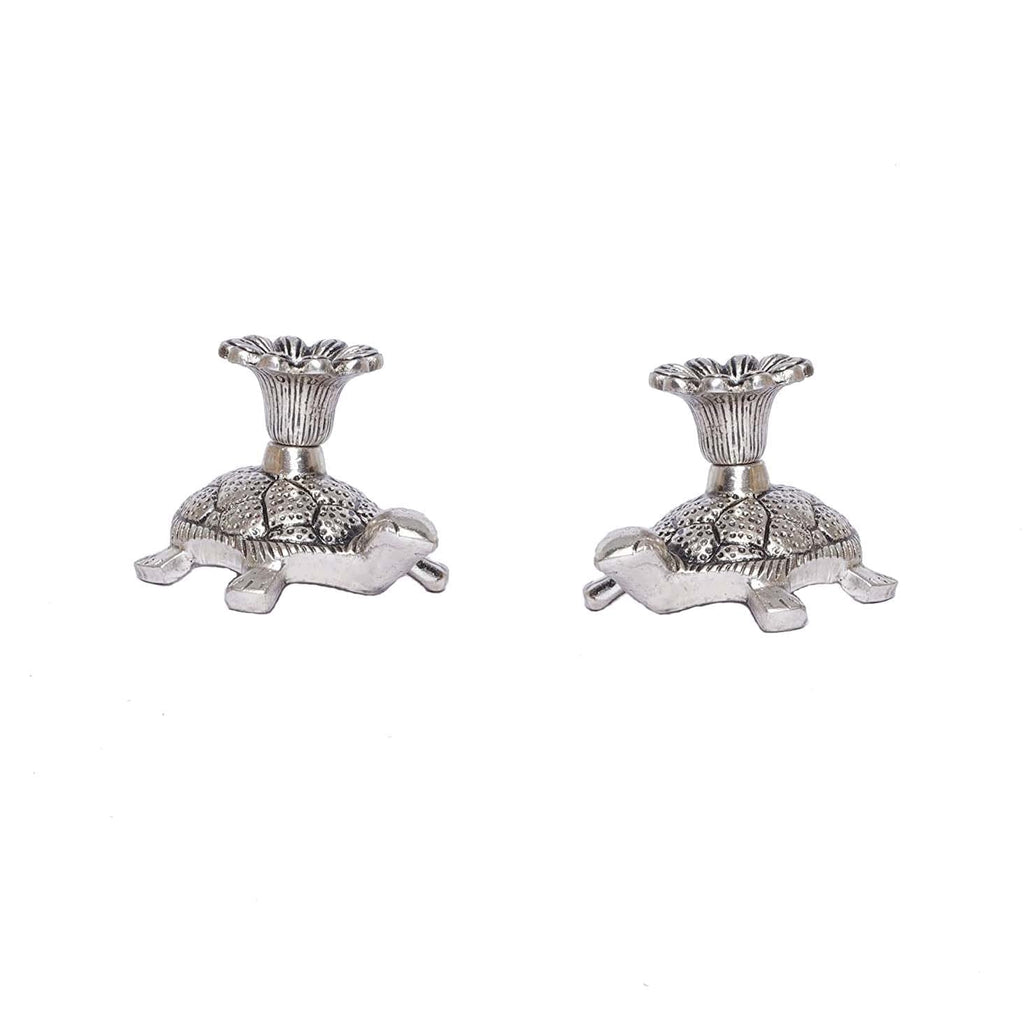 KridayKraft Metal Tortoise Candle Holder Set of 2 pcs for Living Room Bedroom Home Décor Decorative Showpiece for Candle Light Dinner & Dining Table Figurines Candle Stand