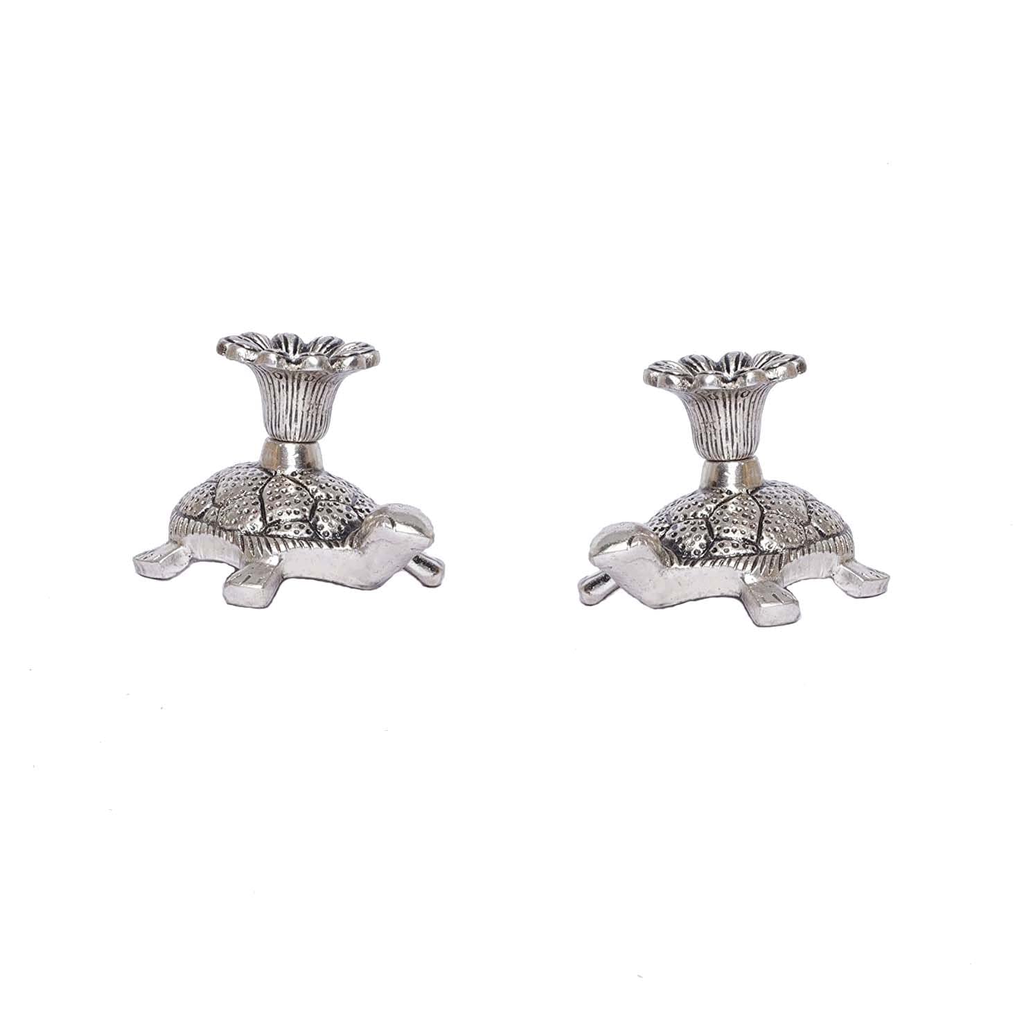 KridayKraft Metal Tortoise Candle Holder Set of 2 pcs for Living Room Bedroom Home Décor Decorative Showpiece for Candle Light Dinner & Dining Table Figurines Candle Stand