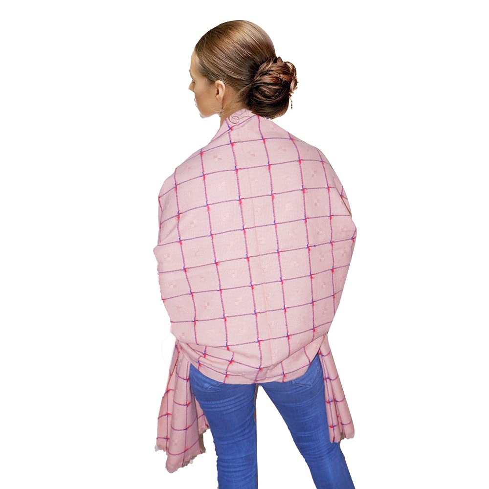 Zeki Women's 100% Pure Wool Heavy Embroidery Shawl, Warm and Soft texture, Luxury Shawls, Stoles, Wraps (Peach)