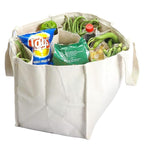 Any Time Unisex-Adult Heavy Duty Cotton Canvas Reusable Vegetable Utility Bag/Grocery Bag/Carry Bag/Shopping Bag With 6 Compartments/Pockets For Organized Storage, White Pack Of 1
