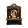 SHIV FURNITURE Royal Walnut Finish Wooden Pooja Mandir | Wall Mounted Home Temple & Spacious Storage | Premium Handcrafted Puja Unit