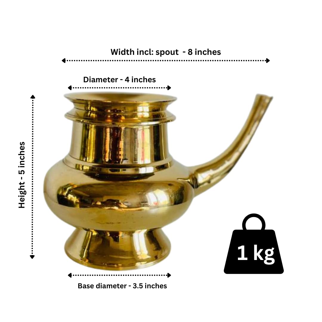 Traditional Brass Pooja Kindi (Large, 5 x 7 Inch, Gold) | Pooja Articles | Home Decoration | Alackal Bell Metals, Mannar