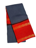 Madurai Sungudi Cotton Saree - Adayar Plain Body Pattu Medium Ruthratcham Border for Women Saree (tealish Blue-Red)