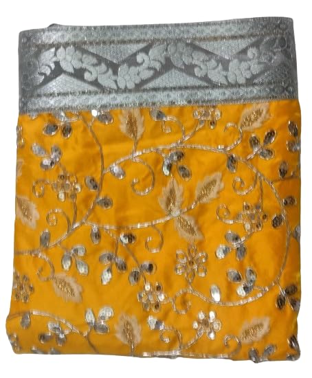 Lakshmi Maa Collection Rumala Double Set with Cotton Lining Yellow with Golden Gota and Designer Set of 4 PEC