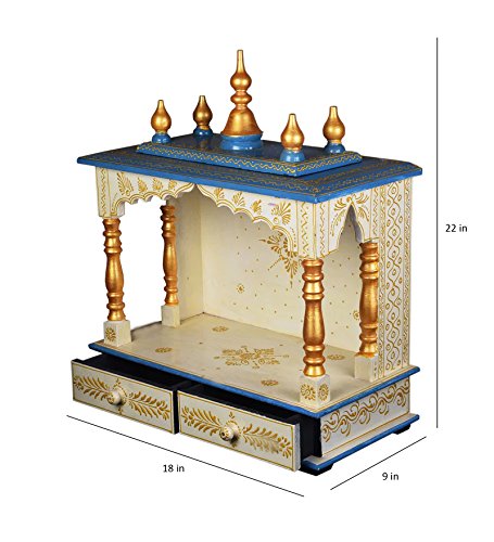 Rajasthan Art And Craft Wood Home Temple (18 x 9 x 21 inch, Multicolour)