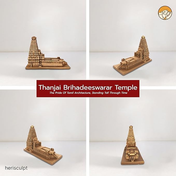 Brihadeeswarar Temple Miniature 3 inch – Handcrafted Thanjavur Big Temple Replica – Premium Resin & Marble Dust Sculpture with Antique Bronze Finish – South Indian Cultural Home Décor & Gift