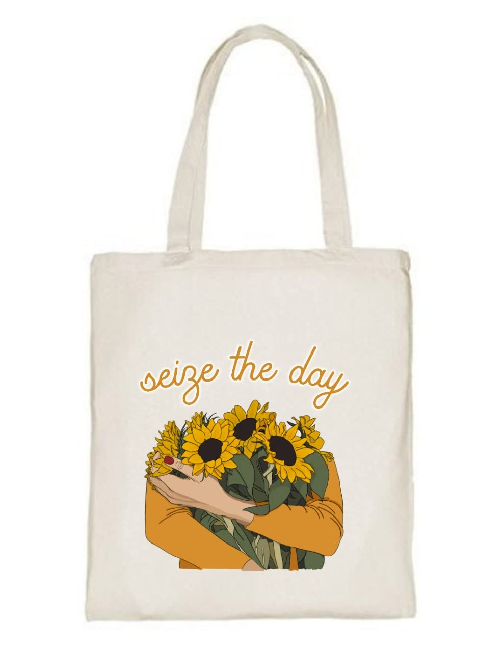 Delhi Printing Co. Seize the day tote bag|Strong Cotton Bag for Shopping | Canvas Tote Bag for Women & Girls | Stylish Cotton Handbags (DCTBH-138)