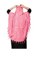KITDAO Cotton Long Scarf Cum Mask scarves Usable for vehicle Driver White Printed Design Universal Size For Girl,Women Breathable Sun Protection Light Weight Cotton Fancy Scarf PINK BANDHANI SCARF