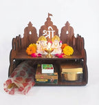 Bindian Wooden Pooja Mandir for Home Wall Mounted | Wooden Table Top God Temple | Pooja Stand for Home | Puja Mandir | Puja Unit for House | Temple for Office (Temple 6)