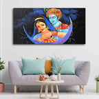 VIBECRAFTS Canvas Paintings for Living Room Drawing Room Radha krishna Canvas Wall Painting Fitted With Wooden Frame For Home | Office | Living Room | Gift (PTVCH_2484)