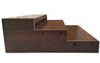 Traditional Teak Wooden 3-Tier Display Stand, Brown, Temple Structure, Religious Theme, Mandir Chowki