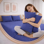 THE HOME STYLE Solid Cotton Feel Pillow Covers (18 x 28 inches, Set of 2 Pcs) | 300 TC | Super Soft & Smooth (Blueberry)