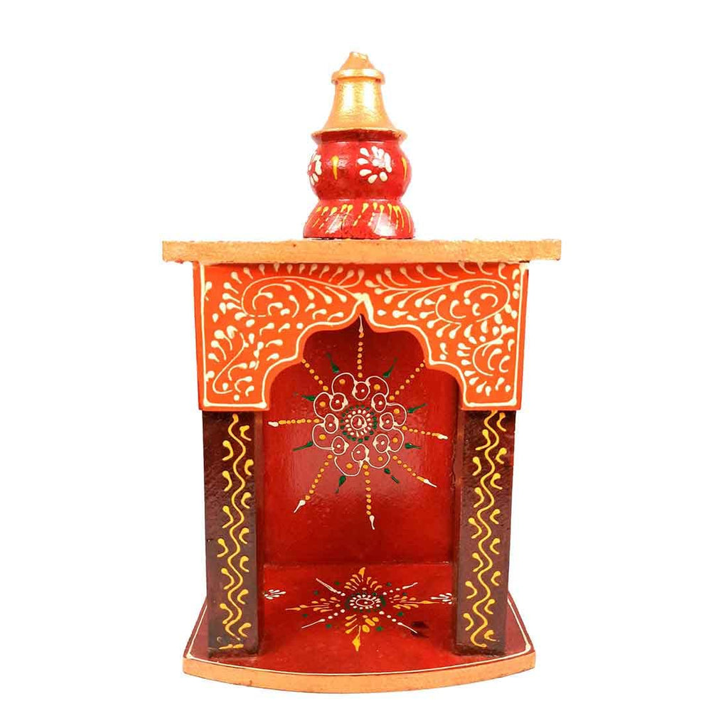 Apka Mart The Online Shop Pooja Mandir for Your Puja Ghar | Wooden Wall Hanging Puja Stand | God Temple for Home Office & Shop with Detachable Gumbad - 10 Inch