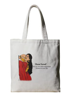 Reusable Cotton Fabric Motivational Quote Print Tote Bag Ideal for Travel Shopping College & Office Use