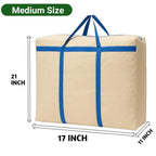 Large Cotton Canvas Shopping Bag, 24x22x10 Inches, Black and Blue Check Pattern, Reinforced Handles, 150L Capacity