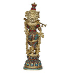 SVARUP Brass Krishna Murti in Multicolor Height 29 Inch