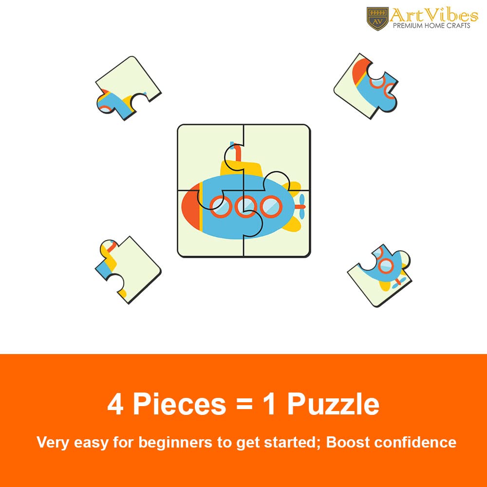 Artvibes Vehicle Wooden Jigsaw Puzzle Games for Children & Kids | Jigsaw Puzzles for Kids Age 2-5 | 4 Pieces Puzzles | Toddler's Wooden Puzzle (PZ_508NN), Set of 6