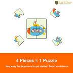Artvibes Vehicle Wooden Jigsaw Puzzle Games for Children & Kids | Jigsaw Puzzles for Kids Age 2-5 | 4 Pieces Puzzles | Toddler's Wooden Puzzle (PZ_508NN), Set of 6