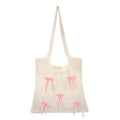 PALAY® Tote Bag for Woman Bow Crochet Mesh Knitted Shoulder Bag Coquette Cute Aesthetic Travel Tote for Girls