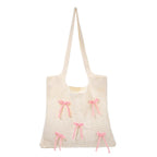 PALAY® Tote Bag for Woman Bow Crochet Mesh Knitted Shoulder Bag Coquette Cute Aesthetic Travel Tote for Girls