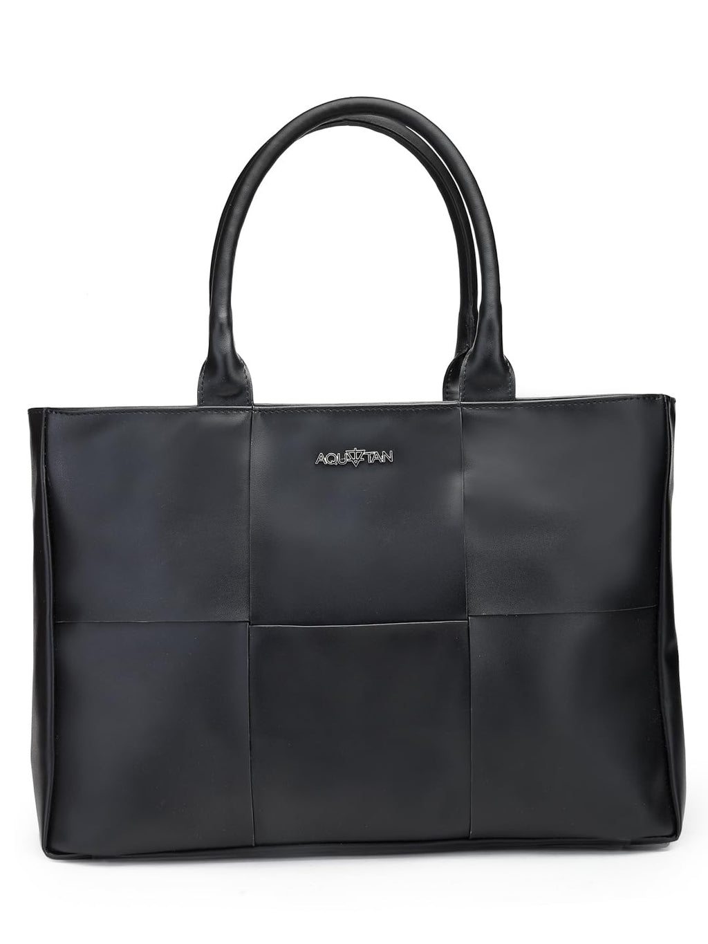 Aquatan Women’s Tote Bag | Vegan Leather Floral Nouveau Canvas Handcrafted Large Side Bag for Office College Travel & Everyday | Stylish and Spacious Carry-All Bag - Black