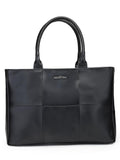 Aquatan Women’s Tote Bag | Vegan Leather Floral Nouveau Canvas Handcrafted Large Side Bag for Office College Travel & Everyday | Stylish and Spacious Carry-All Bag - Black