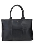 Aquatan Women’s Tote Bag | Vegan Leather Floral Nouveau Canvas Handcrafted Large Side Bag for Office College Travel & Everyday | Stylish and Spacious Carry-All Bag - Black