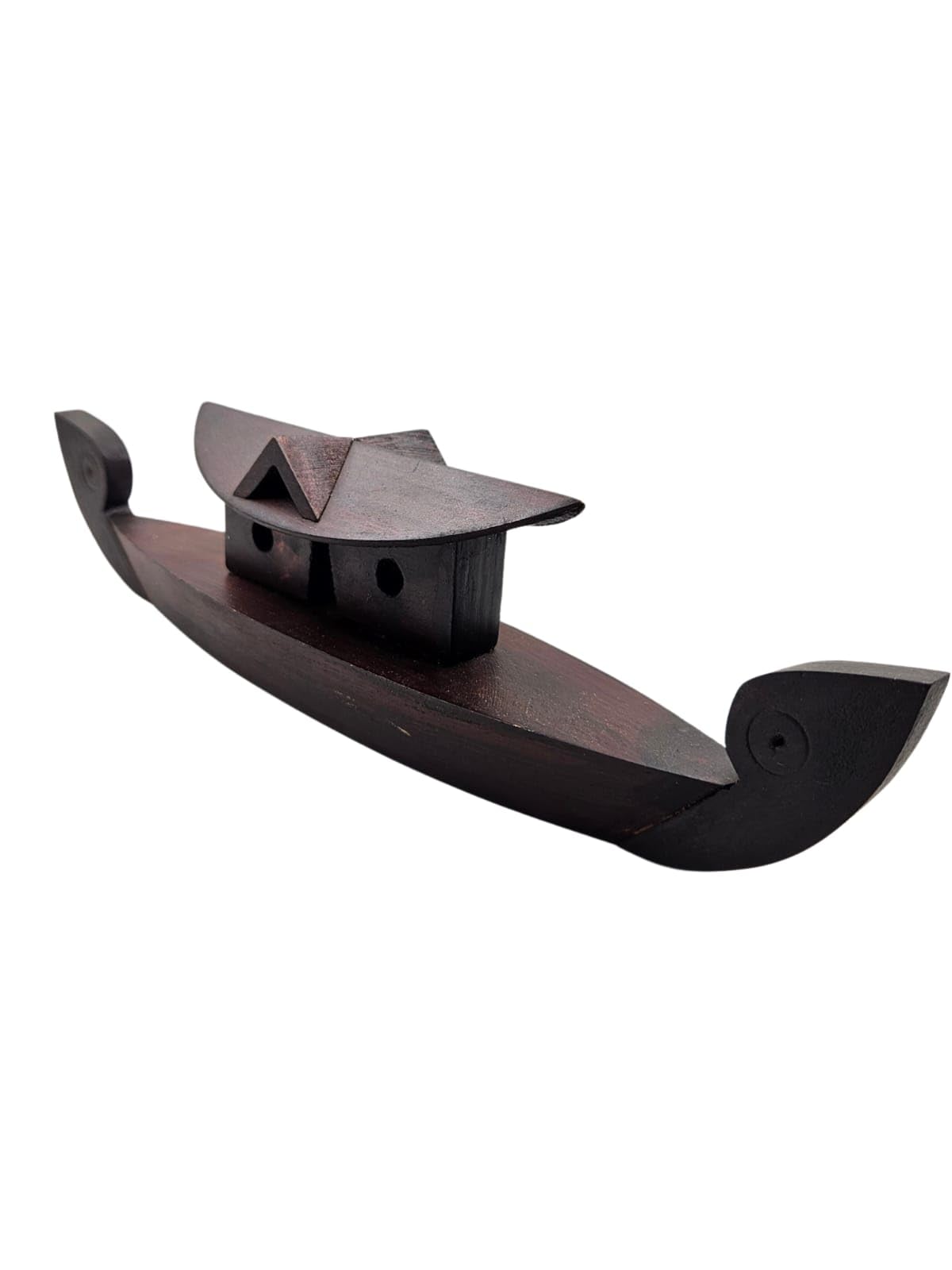 Wooden Boat, Traditional Kerala Design, Made of Wood for Home Decor 30 cm Length, Dark Brown, Handcrafted