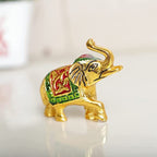 KridayKraft Elephant Set Metal Statue Small Size with Meena Work 2 pcs Set for Showpiece Enhance Your Home,Office Table,Animal Showpiece Figurines,Corporate Gift Article...