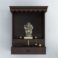SHREE NATURAL Solid Wood Home Temple Pooja mandir with 1 Drawer for Home Decor. Pooja mandir Temple Solid Wood Temple Wooden Pooja Mandir for Home Furniture (Walnut)