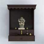 SHREE NATURAL Solid Wood Home Temple Pooja mandir with 1 Drawer for Home Decor. Pooja mandir Temple Solid Wood Temple Wooden Pooja Mandir for Home Furniture (Walnut)