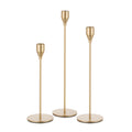 Candeldo Gold Taper Candle Holders: Tall Candlestick Holder for Table Centerpiece Set of 3 Metal Candles Stick Holders Stand Wedding Decor