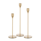 Candeldo Gold Taper Candle Holders: Tall Candlestick Holder for Table Centerpiece Set of 3 Metal Candles Stick Holders Stand Wedding Decor