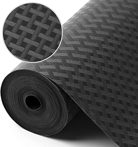GripEasy 45 cm X 1.5 m Black Food Grade EVA Multipurpose Shelf Liners mat roll for Kitchen Drawer, Shelf mat,cupboad mat, Dinning mat, almirah Shelf (Check Texture Black) Kafalo