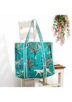 Yda fashion Quilted Cotton Tote Bag for Women & Men, 3 Layer Shopping Bag, Printed Reusable Grocery Tote, Lightweight Multipurpose Shoulder Handbag for Daily Use