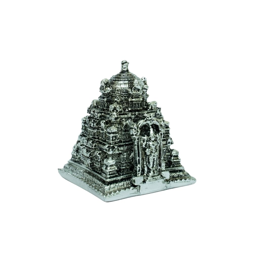 Aarya24KT Silver-Plated Balaji Temple | Divine Idol for Peace, Prosperity, Positive Energy & Success | Tirupati Balaji Temple for Home, Office, Business, Gifting & Pooja Room | 5.5cm x 4cm x 7.5cm