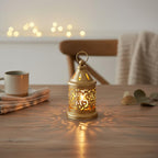 Hanging Metal Tealight Candle Holder Lantern Set with LED Candle | Decorative Gold Hanging Lantern for Home Decor, Living Room, Dining Table, Balcony & Festive Gifting (Set of 1)