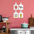 Artvibes Cook Eat And Be Happy Wall Decoration Items for Kitchen | Cafe | Restaurant | Quotes Decor Item | Printed Wall Decoration | Kitchen Quotes Decor Item | Wall Poster (WH_5603NN), Set of 4