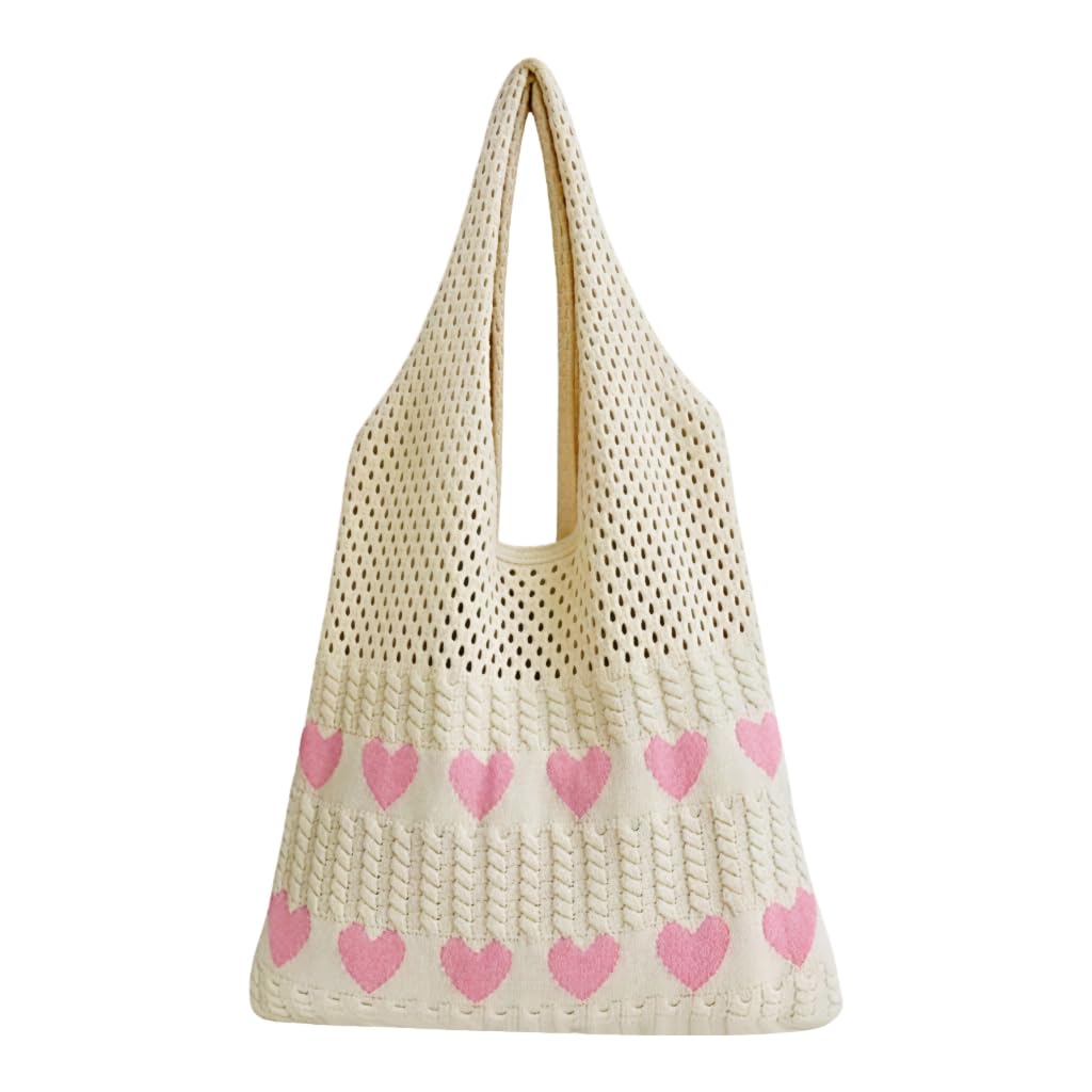 Zibuyu® Knitted Heart Pattern Crochet Bags for Women Stylish