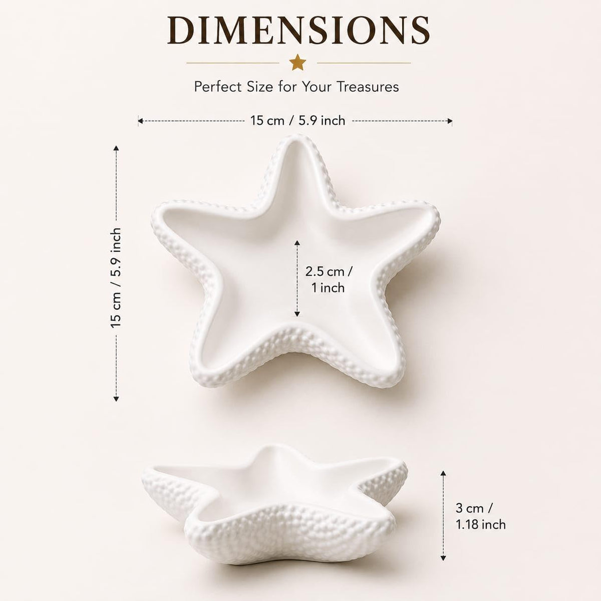 SANGU BRAND Starfish Trinket Tray for Jewellery, Decorative Catchall Dish, Ring Holder, Vanity Organizer, Makeup Display, Bathroom Counter & Home Décor, White | Pack of 1