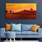 VIBECRAFTS Canvas Paintings for Living Room Drawing Room Beautiful Wall Painting of Camel Caravan Heading to Taj Mahal Fitted with Wooden Frame for Home|Office|Gift(PTVCH_2278)