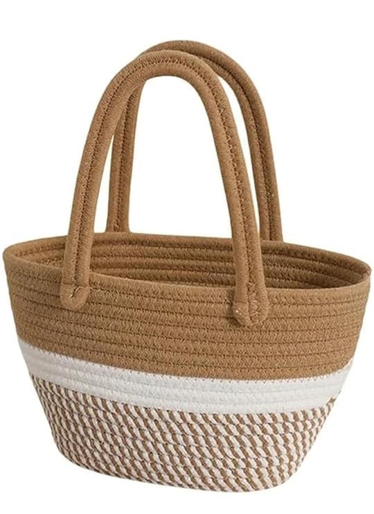 BEAUTIFUL HOMMIES Attractive Hand Bag |large Tote Bag |Summer Bag | Bucket Bag | Basket Bag | Bamboo Tote | Beach Bags for Women|Boho Bag|Handbag |Jute Bag |Handmade Bag (BEIGE AND WHITE STYLISH)