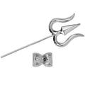 DHRUVS COLLECTION 925 Silver Small Trishul (Without Stand) & Damroo for Pooja Room, Home Decoration, Mandir Decor, Donation & Gifting Purpose - 2.4 Grams