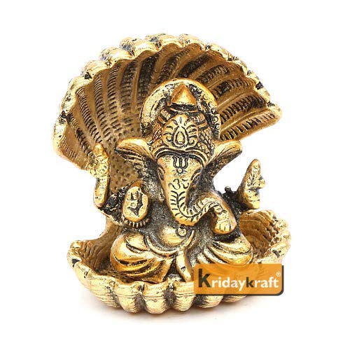 Ganesha Sitting Under seep cave Ganesh ji Gold Plated for Home Decor
