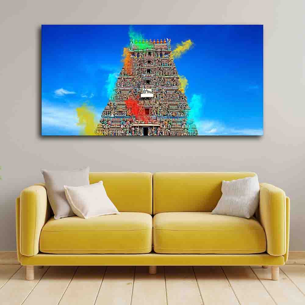 VIBECRAFTS Canvas Paintings for Living Room Drawing Room Ancient Temple Canvas Wall Painting Fitted With Wooden Frame For Home | Office | Living Room | Gift (PTVCH_2463)