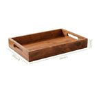 Nestasia Wooden Serving Tray with Handles (36x20cm) - Acacia Wood Rectangular Brown Tray for Dining & Coffee Table | Platter for Serving Tea, Cakes, Snacks, Breakfast & Home Décor (Warm Honey-Brown)