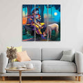 VIBECRAFTS 3 Pieces Shri Krishna Canvas Wall Painting Fitted With Wooden Frame For Home | Office | Living Room | Gifts (PTVC3Pcs1_9512)