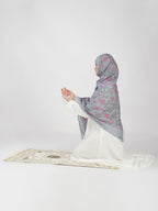ANAApparels ANA Zoha Bluish Grey Floral Dupatta | 92 x 42 Inches – Premium Mulmul Cotton | Lace Border | Lightweight, Soft & Breathable