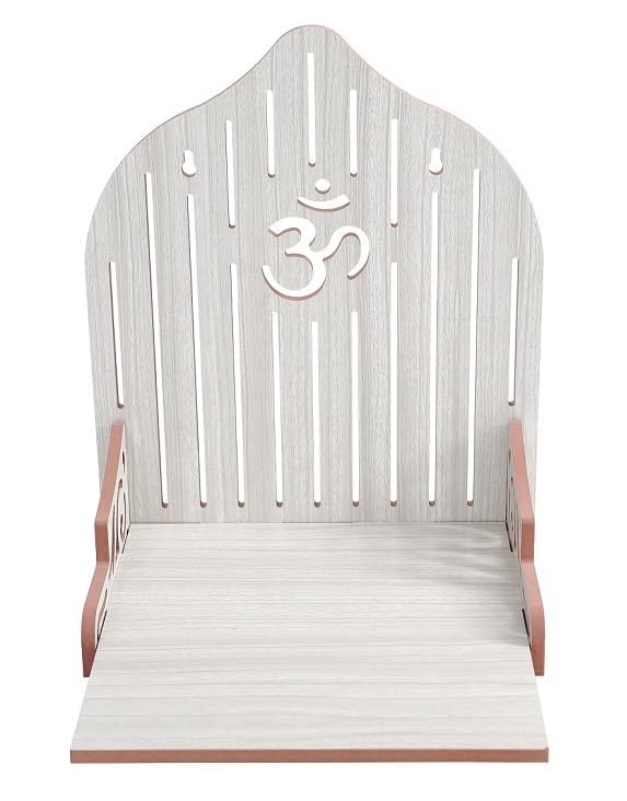 kriyanta Handcrafted Wooden Temple Mandir Pooja Ghar Temple for Home and Office Beautiful Wooden Temple. (White)