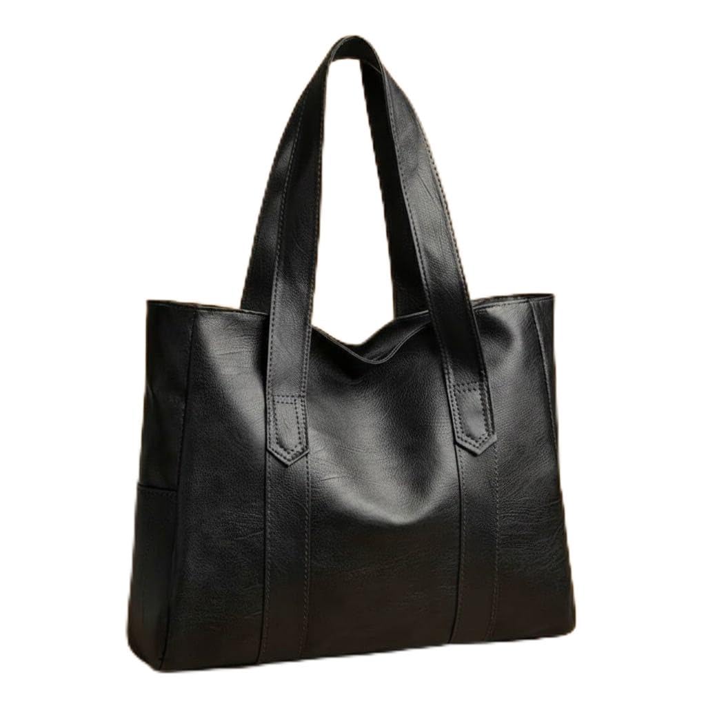 Butterfly Design Women Tote Large Leather Tote Bag, Woman's Leather Purse, Large Capacity Hand Bag (Black)